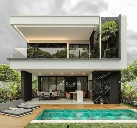 Glass House Design, Home Styles Exterior, Exterior House Remodel, 2 Storey House Design, House Outer Design, Modern Villa Design, Modern House Facades, Architecture Model House, Modern Exterior House Designs