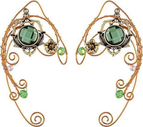 Amazon.com: FRESHME Green Rhinestone Elf Ear Cuffs, Fairy Rose Gold Filigree Elf Ears Handmade Healing Statement Earrings Ear Jewelry Clips Wraps for Women Girls Cosplay Wedding Renaissance Halloween Accessories: Clothing, Shoes & Jewelry Jewelry Clips, Fairy Rose, Cosplay Wedding, Fashion Figure Templates, Elf Ear Cuff, Elf Ear, Elf Ears, Fashion Figure, Fashion Figures