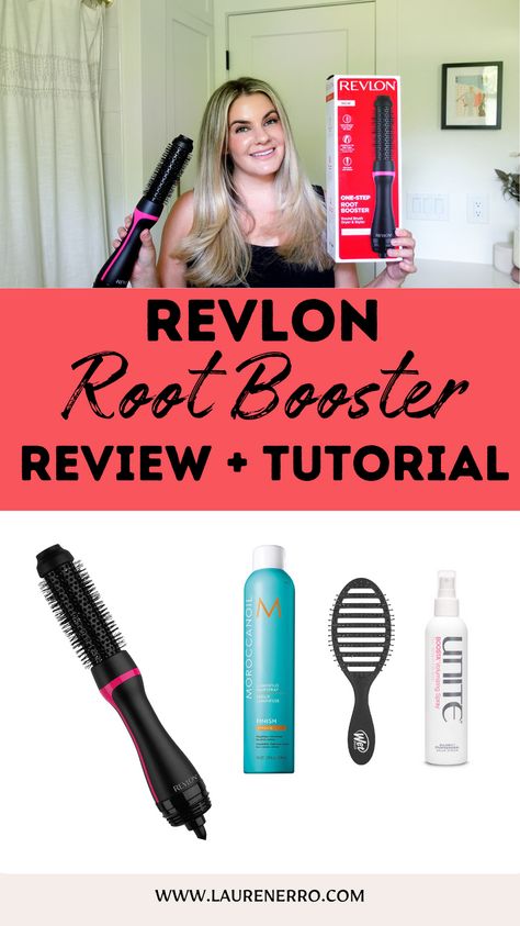 I recently bought the Revlon Root Booster. I’ve had the original Revlon one step dryer hair brush for years (and love it), but I saw some people using the Root Booster on TikTok and it made their hair so voluminous that I had to try it! Keep reading for my full review and video tutorial of the Revlon Root Booster. Easy Curled Hairstyles, Curl Routine, Blow Dryer Brush, Volumizing Spray, Dryer Brush, Blow Dry Brush, Blow Dryer, Moroccan Oil, Dry Brushing