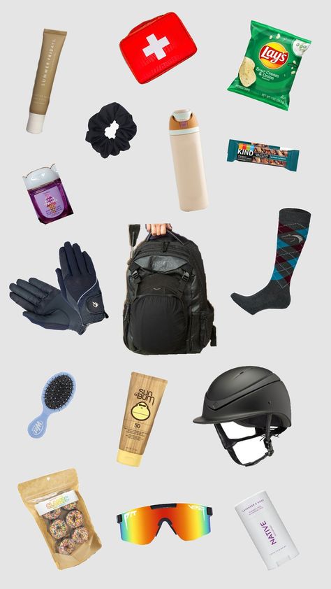 what's in my bag. Equestrian edition Equestrian Bag Essentials, Horse Riding Bag, Free Rain, Riding Bag, Equestrian Outfit, Riding Outfits, What's In My Bag, Backpack Essentials, Horse Riding Clothes