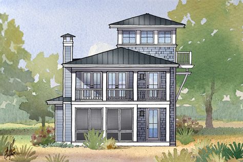 House Plan Highlight: Regatta Coastal Cottage House Plan  We go into detail on the specifics of the Regatta house floor plan and why this home plan could be perfect for you! Beach Style House Plans, Coastal Homes Plans, Beach House Plan, Coastal House Plans, Big Bedrooms, Beach House Plans, The Beach House, Porch And Balcony, Tower House