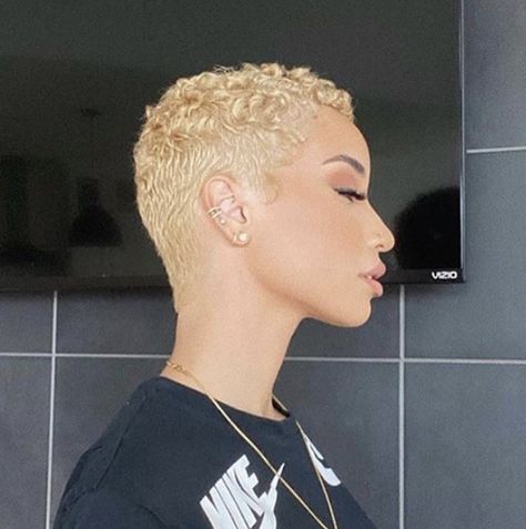 Big Chop Curly Hair, Raven Elyse, Fade Haircut Women, Finger Waves Short Hair, Natural Hair Haircuts, Short Natural Haircuts, Cabello Afro Natural, Short Natural Curly Hair, Shaved Hair Cuts