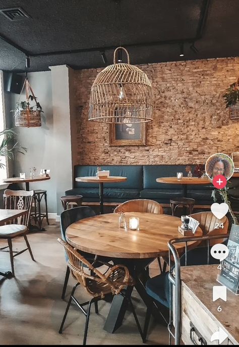 Cafe Dining, Rustic Style Cafe, Rustic Small Coffee Shop, Swedish Cafe, Coffee Shop Interior Design Cozy, Industrial Coffee Shop Design Rustic, Vintage Theme Cafe Interior, Rustic Theme Cafe Interior, Bohemian Restaurant