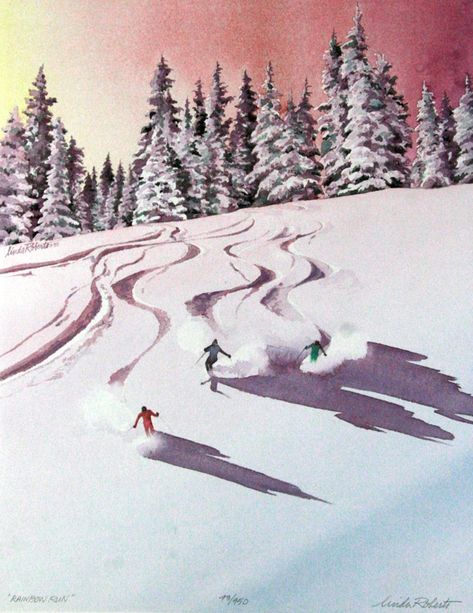 Mask Draw, Ski Painting, Ski Drawing, Colorado Watercolor, Skiing Colorado, Ski Outfits For Women, Skiing Art, Ski Art, Watercolor Art Landscape