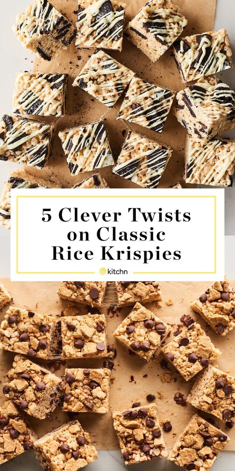 Rice Krispie Treats With A Twist, Rice Crispy Treats Variations, Carrot Cake Rice Krispie Treats, Rice Crispy Birthday Treats, Fun Rice Krispy Treats, Gluten Free Rice Krispie Treats Recipes, Chocolate Chip Rice Crispy Treats, Rice Krispie Treats Add Ins, Crazy Rice Krispy Treats