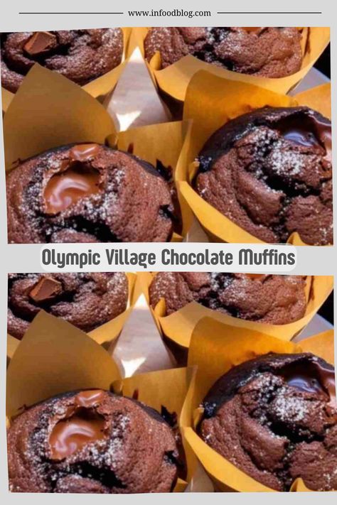 Olympic Village Chocolate Muffins Recipe Olympics Chocolate Muffins, Choco Muffins, Chocolate Muffins Recipe, Spicy Chocolate, Chocolate Muffin Recipe, Olympic Village, Valerie Bertinelli, Chocolate Muffins, Muffin Cups