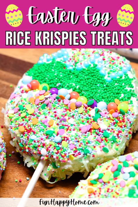 These Easter Egg Rice Krispie Treats make an adorable addition to any Easter party or spring get-together. And they're so easy to make! Egg Rice Krispie Treats, Easter Egg Rice Krispie Treats, Easter Rice Krispies, Easter Rice Krispie Treats, Fun Easter Treats, Egg Rice, Easy Easter Treats, Krispie Treats Recipe, Easter Desserts