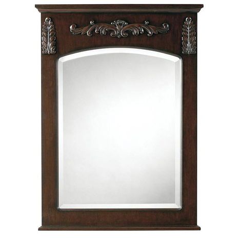 Home Decorators Collection Chelsea 35 in. L x 26 in. W Wall Mirror in Antique Cherry Cherry Wood Dresser, Tuscan Bathroom, Kitchen 2021, Rectangular Bathroom, Rustic Hardware, Mirror Color, Stunning Bathrooms, Wood Framed Mirror, Wood Wall Mirror