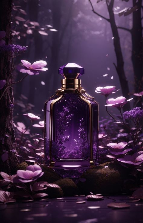 Purple Perfume Aesthetic, Perfume Wallpapers, Perfume Art Painting, Cool Perfume, Perfume Bottle Tattoo, Purple Perfume Bottle, Parfum Aesthetic, Perfume Ariana Grande, Purple Perfume