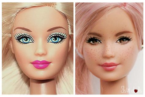 Barbie Repaint, Barbie Face, Doll Face Paint, Custom Barbie, Barbie Makeup, Custom Monster High Dolls, Curvy Barbie, Doll Painting, Barbie Fashionista