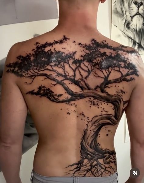 Tree Body Tattoo, Large Tree Tattoo Back Pieces, Bonsai Back Tattoo, Boabab Tree Tattoos, Full Back Tree Tattoo, Bonsie Trees Tattoo, Truffula Tree Tattoo, Eucalyptus Tree Tattoo, Big Tree Tattoo