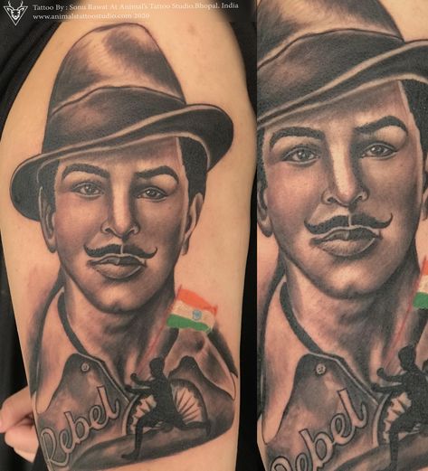 Bhagat Singh Tattoo, Leader Tattoo, Animals Tattoo, Bhagat Singh, Tattoo Studio, Portrait Tattoo, Tattoo Designs, Tattoos, Animals