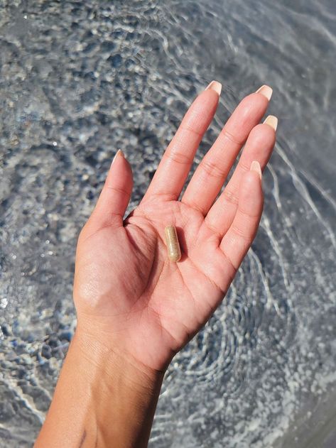 Pill in hand, holding product, water ripples, pool photography, aqua, water background Microdosing Mushrooms, Balanced Lifestyle, Health Challenge, Natural Wellness, That Way, Helping People, Vision Board, Vitamins, Stuffed Mushrooms