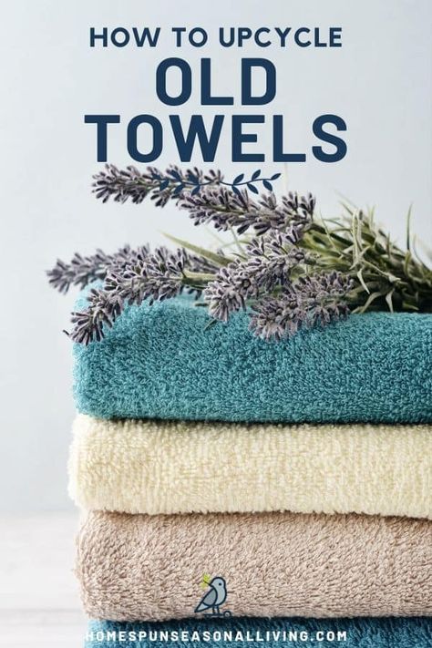 Never waste an old towel again with these easy project ideas. Reuse bath and tea towels for functional projects around the home and gifts too. Get the curated list and instructions on our blog. #upcycle #recycle #diyprojects Old Towels Diy Reuse Projects, Upcycle Towels Projects, Recycled Towels, Recycled Blankets, Repurposed Projects, Washing Towels, Recycling Ideas, Diy Towels, Garden Hacks