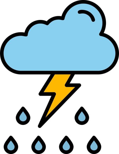 Thunder storm Vector Icon Thunder Storm Drawing, Storm Doodle, Thunder Drawing, Storm Symbol, Storm Drawing, Weather Clipart, Icons Colorful, Idea Generation, Thunder Storm