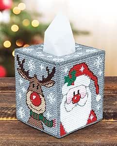 Kleenex Box Cover, Mary Maxim, Plastic Canvas Tissue Boxes, Fun Christmas Decorations, Plastic Canvas Christmas, Plastic Canvas Patterns Free, Box Patterns, Tissue Box Cover, Plastic Canvas Crafts