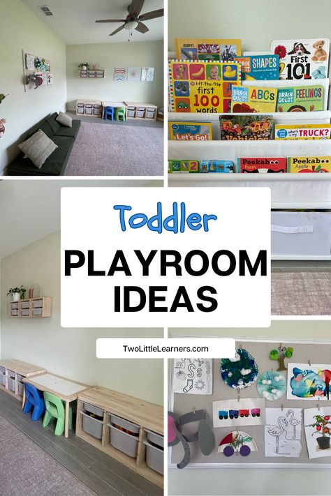 This blog post is all about playroom ideas and our playroom design. Here, we talk about playroom organization, tour our play space, and link all our toy storage and toy organization ideas. Check out our playroom setup, playroom shelves, and playroom decor here! Small Ikea Playroom Ideas, 10x10 Playroom Layout, Playroom Setup, Playroom Layout, Toy Organization Ideas, Organized Playroom, Dream Playroom, Playroom Decorating Ideas, Ikea Playroom