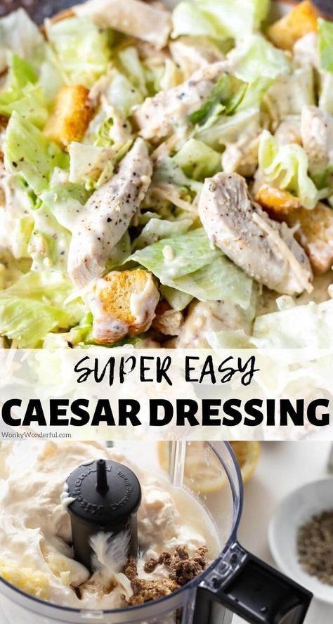 Creamy Caesar Salad, Diy Condiments, Homemade Caesar Dressing, Caesar Salad Dressing Recipe, Caesar Dressing Recipe, Homemade Caesar Salad Dressing, Homemade Caesar, Lunch Prep, Caesar Salad Dressing