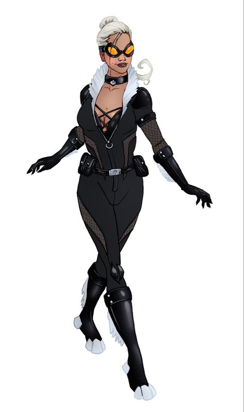 Black Cat Comics Style Full Redesign- For her, to seperate her look from Catwoman a bit I wanted to push her into a bit more anime/stylized of a cat suit. Functional and stylish! Black Cat Marvel Redesign, Black Cat Suit Design, Cat Woman Redesign, Black Cat Marvel Suit, Cat Superhero Character Design, Catwoman Redesign, Black Cat Redesign, Black Cat Marvel Costume, Black Cat Fanart