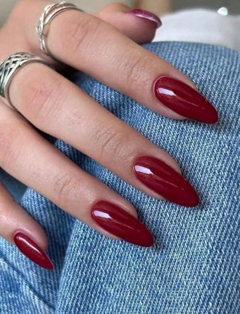 Free Returns ✓ Free Shipping✓. Upgrade Your Style 24pcs Wine Red Almond Shaped Modern Stylishness Simple Solid Color Nail Tips + 1pc Jelly Glue + 1pc Nail File Press On Nails Nail Supplies- Press On Nails at SHEIN. Wine Red Almond Nails, Nail Art Vermelho, Shellac Toes, Xmas Nails Christmas, Red Almond Nails, Red Press On Nails, Red Almond, Wine Nails, Solid Color Nails