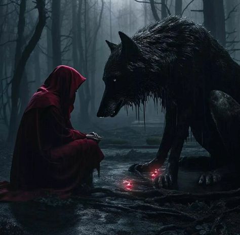 Red Riding Hood Art, Werewolf Aesthetic, Wolves And Women, Fantasy Wolf, Werewolf Art, Wolf Spirit Animal, Gothic Fantasy Art, 다크 판타지, Dark Art Illustrations