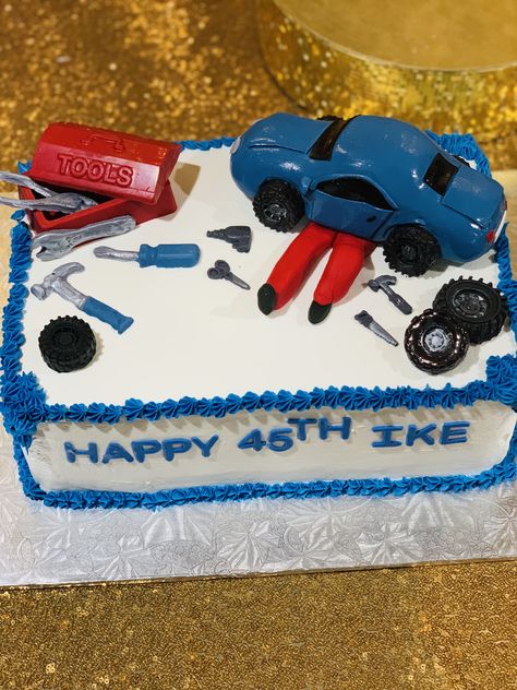 Cakes For Mechanics, Car Mechanic Cakes For Men, Mechanic Cakes For Men, Vintage Car Cakes For Men, Mechanics Birthday Cake, Ford Birthday Cakes For Men, Car Guy Cake, Mechanic Cake, Tool Box Cake