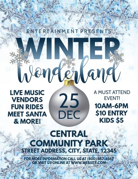 Winter Wonderland Poster Ideas, Winter Wonderland Poster, Winter Template, Winter Wonderland Christmas Party, Christmas Party Poster, Winter Poster, Wonderland Events, Wonderland Christmas, Winter Ball