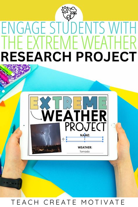 The Extreme Weather Research Project is an exciting and engaging way to teach students about the natural forces at work in the world around them. Students will gain a deeper understanding of the diverse and often unpredictable effects of extreme weather. FREE RESOURCE! Weather Report For Kids, Climate Activities, Student Collaboration, Weather Projects, Science Reading, Third Grade Science, Extreme Weather Events, Research Skills, 2nd Grade Classroom