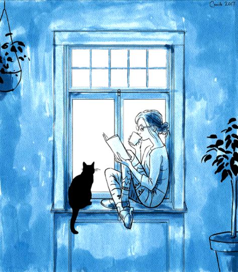 Reading Book Illustration Art, Book Painting Ideas, Cats Books And Coffee, Book And Cat, Cat And Book, Cat Cozy, Books And Cats, Cats Books, Purring Cat