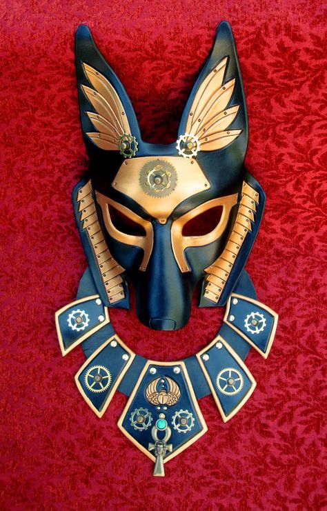 Anubis Mask, Egyptian Mask, Egyptian Motifs, Egyptian Cat, Venetian Masks, Leather Mask, Cool Masks, Cat Mask, Masks Art