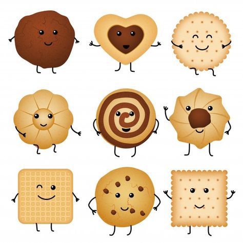 Galletas divertidas de dibujos animados ... | Premium Vector #Freepik #vector #fondo #comida #mano #plantilla Cookie Illustration, Funny Cookies, Cookie Drawing, Cookies Bakery, Cookie Vector, Cartoon Cookie, Cartoon Bat, Cookie Images, Cookie Bakery