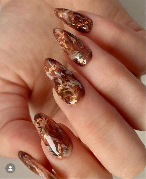 Deer Nails, Bronze Nails, Brown Nail, Marble Nail Designs, September Nails, November Nails, Quartz Nail, Coffee Chocolate, Short Acrylic