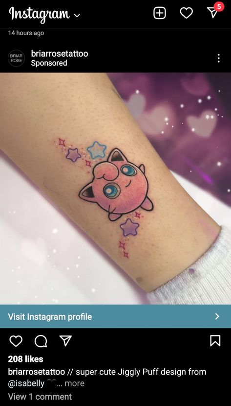 Pokemon Tattoo Cute, Dainty Pokemon Tattoo, Jiggly Puff Tattoo, Glitter Pokemon Tattoo, Jigglypuff Tattoo, Gengar Clefairy Tattoo, Pikachu Tattoo Design, Pixel Tattoo, Pikachu Tattoo