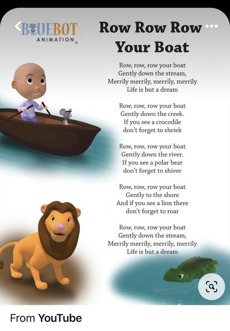 Boat Nursery, Nursery Rhymes Poems, Rhymes Lyrics, Nursery Rhymes Lyrics, English Rhymes, Row Row Row Your Boat, Nursery Rhymes Preschool, Nursery Rhymes Activities, Kindergarten Songs