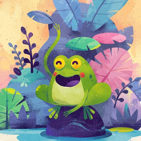 Froggo hanging in its little secret pond. Vector illustration made in #affinitydesigner. #madeinaffinity #vectorillustration #vectorartwork #characterdesign #childrenillustration #illustragram #natureart #digitalillustration #digitalart #affinityv2 Pond Illustration, Popup Book, Trinidad Carnival, Baby Boy T Shirt, Frog Illustration, Illustration Art Kids, Devian Art, Affinity Designer, Pop Up Book