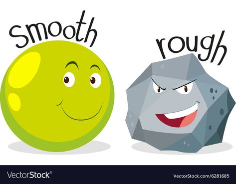 Opposite adjectives smooth and rough Royalty Free Vector Opposite Words For Kids, Opposites For Kids, Opposites Preschool, Opposite Words, Alphabet Activities Preschool, English For Kids, English Lessons For Kids, English Activities, English Language Learning