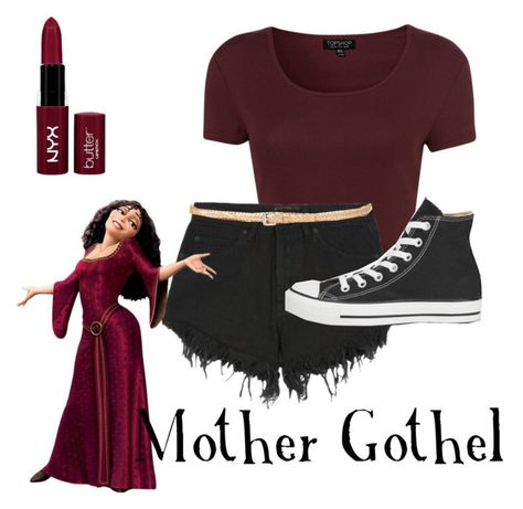 Disneybound Mother Gothel, Disney Bounding Outfits Villians, Disney Villian Outfits, Mother Gothel Disneybound, Disney Goth Outfit, Disney Bound Outfits Casual, Mother Gothel, Plus Size Disney, Disney Themed Outfits