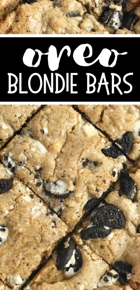 Dessert Recipes Oreo, Oreo Recipes Easy, Oreo Blondies, Cookies Package, Recipes Oreo, Oreo Cookie Bar, Cookies Photography, Blondie Dessert, Blondie Bars