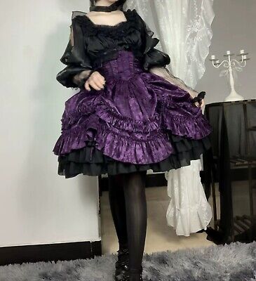 Purple Gothic Lolita skirt Dress  | eBay Pretty Dresses Purple, Purple Lolíta Dress, Elissabat Costume, Fantasy Purple Outfit, Purple Tulle Dress Short, Fancy Purple Dress, Dresses To Wear To Wedding, Gothic Black And Lavander Birthday Dress, Elissabat Cosplay