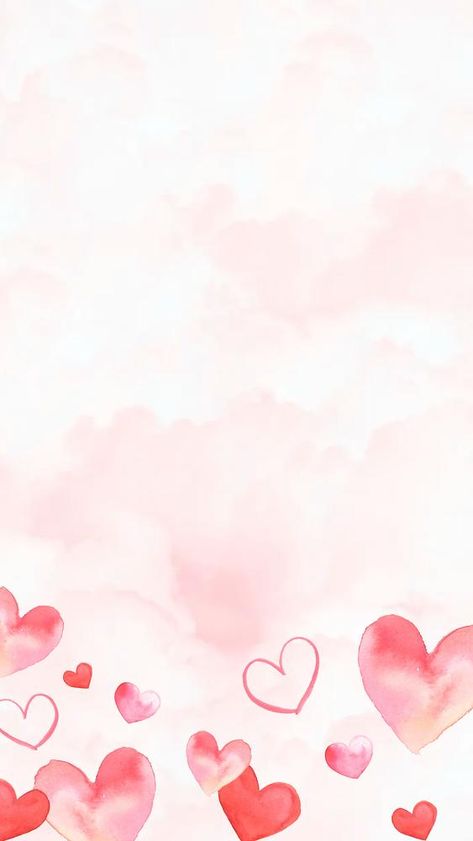 Pink clouds iPhone wallpaper, watercolor hearts border background | premium image by rawpixel.com / Aew Valentine Background Design Aesthetic, Watercolor Hearts Wallpaper, Love Card Background, Aesthetic Background With Border, Pink Heart Background Wallpapers, Heart Border Aesthetic, Pink Hearts Background Aesthetic, San Valentin Background, Relationship Backgrounds