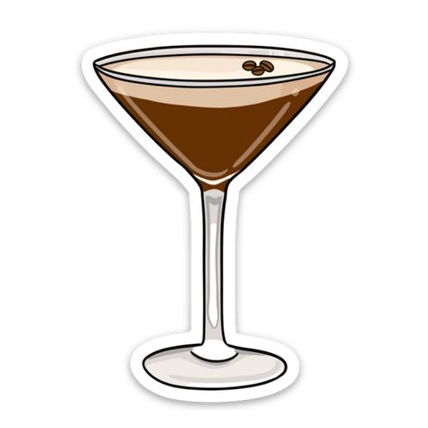 Espresso Martini cocktail sticker. Great gift for a bartender or cocktail enthusiast. #cocktail #espressomartini #bartender . #Espresso_Martini_Tattoo_Small #Espresso_Martini_Drawing #Restaurant_Stickers #Beer_Pong_Table_Diy Espresso Martini Embroidery, Espresso Martini Drawing, Beer Pong Table Diy, Iced Coffee Sticker, Custom Hard Hats, Trendy Drinks, Espresso Martini Cocktail, Embroidery Shirts, Espresso Martinis