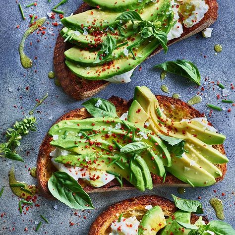 Avocado Toast with Burrata Recipe | EatingWell Breakfast Avocado Recipes, Food Avocado, Breakfast Avocado, Toast Avocado, High Fiber Breakfast, Avocado Recipe, Healthy Videos, Avocado Toast Recipe, Breakfast Toast