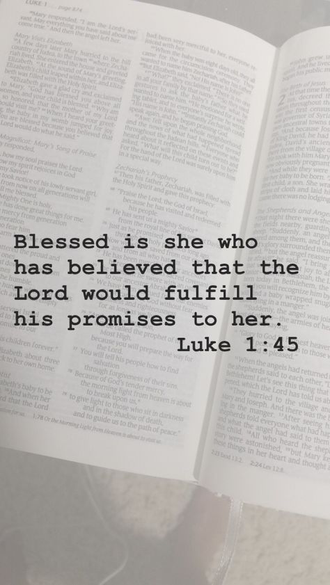 Blessed is she who has believed that the Lord would fulfill his promises to her. Luke 1:45 Blessed Is She Who Has Believed, Luke 1:45 Wallpaper Aesthetic, Luke 10:19 Wallpaper, Luke 1 45, Blessed Is She Who Believed, Luke 1:45 Tattoo, Luke 1 45 Wallpaper, Luke 1:45, Lord Quote