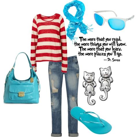 Dr. Seuss Inspired outfit (no to the earrings) Dr Seuss Costumes, Seussical Jr, Nanny Life, Dress Up Storage, School Costume, Movie Outfits, Disney Dress Up, Movie Inspired Outfits, The Cat In The Hat