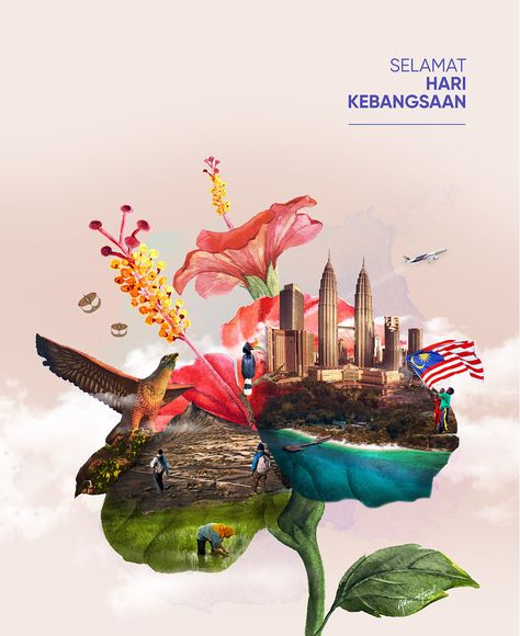 Malaysia National Day poster design on Behance Poster Kebudayaan Malaysia, Hari Malaysia Poster Design, Visit Malaysia Poster Design, Malay Culture Illustration, Poster Kemerdekaan Malaysia Madani, Malaysia National Day Poster, Malaysia Graphic Design, Malaysia Madani Poster, Malaysia Independence Day Poster Design