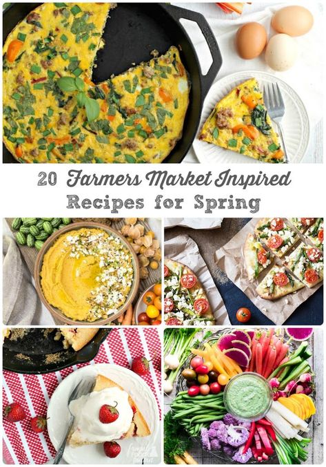 From breakfast recipes to appetizers to desserts & everything else in between, these 20 Farmers Market Inspired Recipes for Spring will have you racing off to your next local farmers market ASAP. Recipes For Spring, Food Specials, Foodie Lover, Spring Pasta, Farmers Market Recipes, Bariatric Diet, Party Dip, Roasted Radishes, Csa Recipes