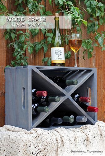 Wood Crate Turned Wine Rack Diy Wine Cabinet, Wood Crate Diy, Wine Rack Projects, Old Wooden Crates, Wine Rack Design, Crate Diy, Cabinet Plans, Crate Shelves, Úložný Box