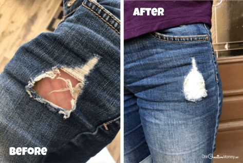 How To Fix A Ripped Jean, How To Fix Ripped Jeans, Patching Ripped Jeans, Ripped Jean Repair, Fix Ripped Jeans Embroidery, Repairing Ripped Jeans, Distressed Jeans Patching, How To Fix Distressed Jeans Hole, Sewing Ripped Jeans By Hand