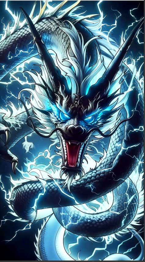 Dragon And Phoenix Wallpaper, Flying Phoenix Tattoo, Cool Dragon Pictures, Lightning Dragon, Baby Dragon Art, Dragon Wallpaper Iphone, Image Dbz, Legendary Dragons, Dark Fantasy Artwork