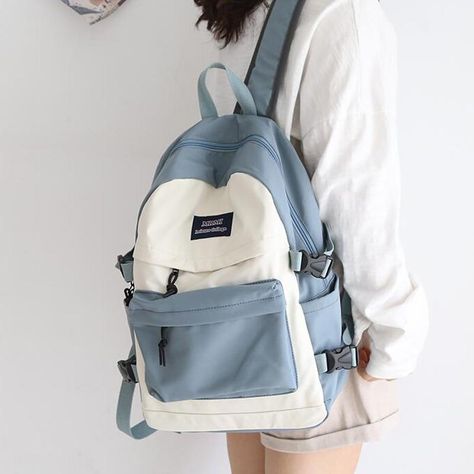 Made from a high-quality material, the backpack has a colored front and side pockets, perfect for college and all occasions when you need a simple yet stylish bag. Striking design in comfy water resistant material. This bag has multiple zipped pockets & features comfy soft non-slip straps and carry handle.  Plenty College Bags For Girls, Cute Backpacks For School, Cute School Bags, Stylish School Bags, Aesthetic Backpack, Women Backpack Fashion, Student Book, Girl Backpacks School, Book Bags